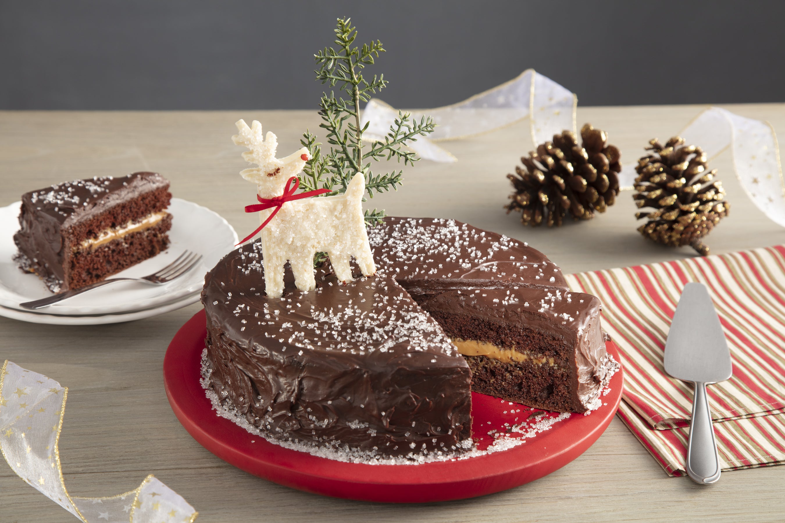 bolo de celebração de natal de chocolate com decorações de férias 16117980  Foto de stock no Vecteezy