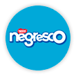 Um círculo azul com o logotipo de Negresco Nestlé na cor branca com bordas em tom azul escuro.