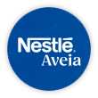 Um círculo azul com o texto Nestlé Aveias escrito em branco no centro