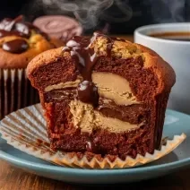 Fotografia de um panetone recheado, cortado na metade, com sorvete sobre um prato colorido.