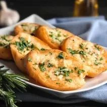 Fotografia em tons de branco com um prato branco ao centro. Em cima do prato existe uma receita de rabanada salgada com ervas e queijo parmesão