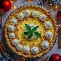 Receita de Torta de Limão Natalina, tradicional e deliciosa, feito com uma massa à base de Biscoito TOSTINES, recheio com Leite MOÇA, NESTLÉ Creme de Leite e NINHO em Pó e coberta com chantilly