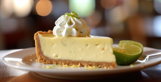 A fotografia mostra uma tortinha de limão deliciosa, com uma camada dourada e crocante de biscoito de maisena na base. O recheio é cremoso, de cor suave e levemente amarelado, decorado com chantilly.